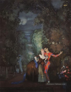 dame et arlequin Konstantin Somov Peinture à l'huile